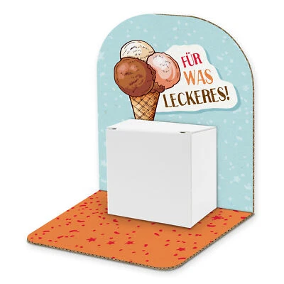 itenga Geldgeschenk Verpackung Gutschein Eistüte zum Aufstellen inkl Geschenkbox - Bild 1 von 3