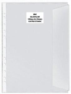 10x A4 Dokumentenhülle GLASKLAR Prospekthülle mit Klappe 150my extra Stark