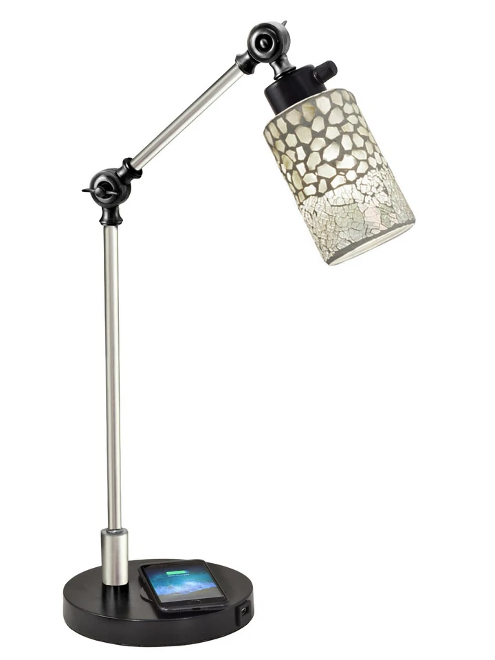 TA18215WU-P20 -Dale Tiffany Alps Mosaic Desk Lamp & Charger - Image 1 of 2