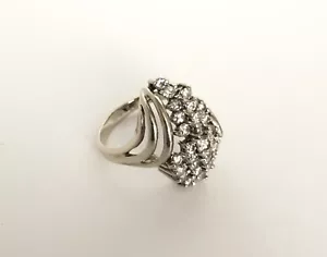 14k White Gold 1.4ct Cluster Diamond Waterfall Cocktail Ring - Sz: 9 - Picture 1 of 7