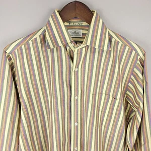 Vintage Gant Shirt Mens Medium Yellow Striped Sanforized French Cuff 60s USA - Picture 1 of 15