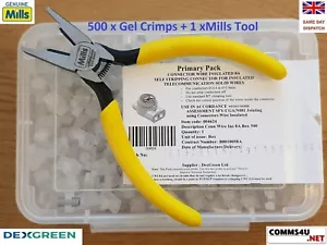 500 x ALARM LED Wire Connectors Gel Filled Insulated Crimp 2 Way + MILLS Tool - Picture 1 of 2