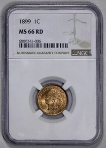1899 Indian Head Cent 1c NGC MS 66 RD - Picture 1 of 4