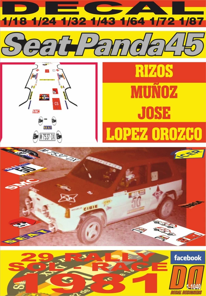DECAL SEAT PANDA 45 RIZOS MUÑOZ R.SOL RACE 1981 DnF (08) - Image 1 of 1
