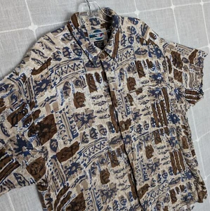 Vtg ExOfficio Shirt Mens XL Blue Brown Travel Adventure Outdoors Camp Button Up - Picture 1 of 17