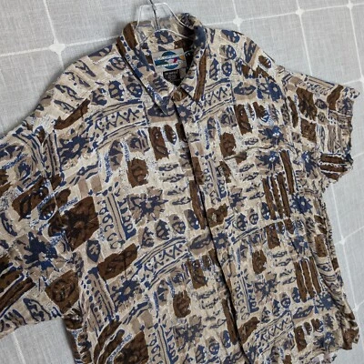 Vtg ExOfficio Shirt Mens XL Blue Brown Travel Adventure Outdoors Camp Button Up - Image 1 of 4
