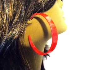 LARGE THICK COLOR HOOP EARRINGS ASSORTED COLOR 3 INCH HOOP EARRINGS LIGHTWEIGHT - Picture 1 of 36