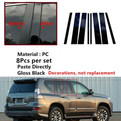 For Lexus GX460 2010-2023 Pillar Posts Door Piano Black Trim Decal Cover Kit Foto 1 de 4