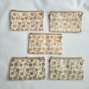 Women's Floral Design Purse Clutch Indian Bag Assorted Colours Wedding Parties - Picture 1 of 32