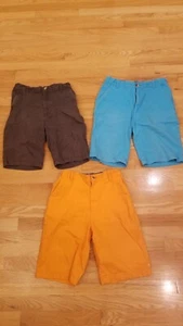 Wonder Nation Lot of 3 Boys Stretch Twill Zip Shorts Pockets 18 XXL Gray Orange - Picture 1 of 3