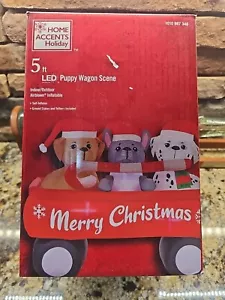 5 ft. LED Welpenwagen Szene Weihnachten AirBlown® aufblasbar - Bild 1 von 6