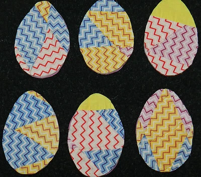 10 PRIMITIVE ANTIQUE CUTTER QUILT EGGS! EASTER! Scrapbooking! CHEVRON - Image 1 of 3