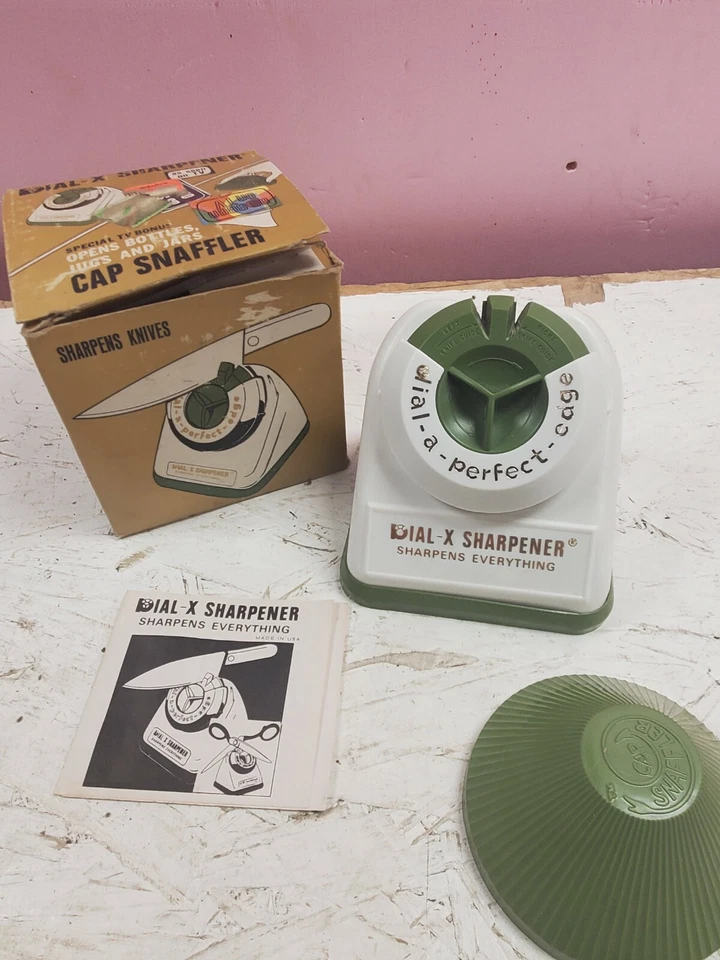 Винтажный DIAL-X точило ножи ножницы лезвия зеленый и белый (b411) - Изображение 1 из 1