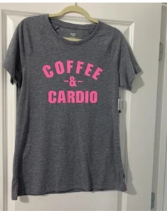 Zone Pro Coffee & Cardio T-Shirt Heather Gray & Pink Größe Medium Neu Mit Etikett - Bild 1 von 8