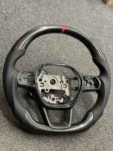 Real Carbon fiber steering wheel Acura Integra 5th Gen Black Leather 2022 2023 - Picture 1 of 3