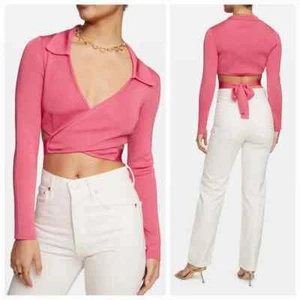 Neu mit Etikett Kult Gaia Designer Tory Strickoberteil Blütenrosa sexy kurz geschnittener Pullover S $ 228 - Bild 1 von 7