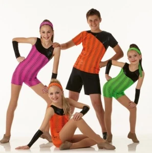 Technologic GRÜNES Kinder X-Small Jazz & Stepptanz Kostüm Biketard mit Handschuhen Neu - Bild 1 von 4