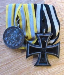2er Ordensspange Sachsen / Eisernes Kreuz 2. Klasse + Friedrich August Medaille - Bild 1 von 3