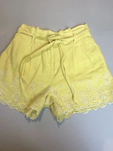 Ann Taylor Loft yellow shorts linen blend paper bag waist belted lined size XXS - Picture 1 of 14