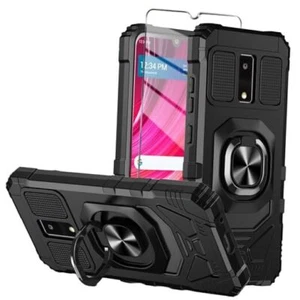 for BLU View 4 Phone Case with Tempered Glass Screen Protector,Military Black - Photo 1 sur 7