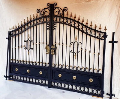 Eisentor, Einfahrtstor, Schmiedeeisen Hoftor Jugendstil Pulverbeschichtet, 3,1m - Bild 1 von 4