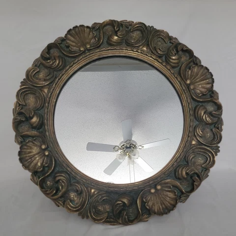 Vintage Round Mirror 20" Shell Motif Gold Guilded Cover