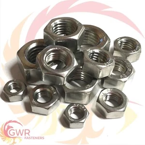 10-32 1/4 5/16 3/8 7/16" 1/2" 5/8" UNF IMPERIAL A2 STAINLESS STEEL HEX FULL NUTS - Picture 1 of 9