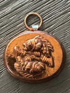 Mini stampo cioccolato vintage nascita grammi rame latta foderato pesce Svizzera - Foto 1 di 5