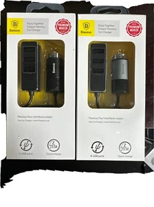 Baseus Multi USB Port (4) 5.5A Quick Charging Car Charger w/ Long Cord - Picture 1 of 3