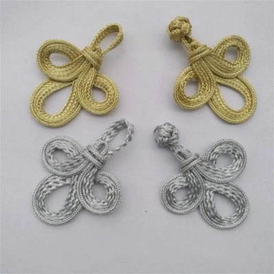 5 Pairs Large Chinese Frog Fasteners Closure Button Knots Silver Gold Chic Retro - Image 1 of 4