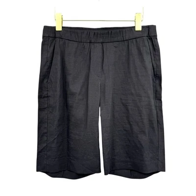 Теория 8 новый с Ярлыками Thanella хруст черный льняной смеси тянуть на Бермуды шорты $190 - Изображение 1 из 4