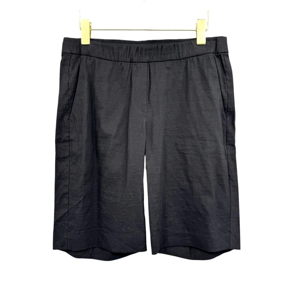 Pantalones Cortos Bermudas Theory 8 Nuevos con Etiquetas Thanella Crunch Negro Mezcla de Lino $190 Foto 1 de 4