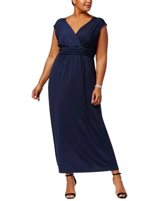 Maxi vestido imperio acanalado talla grande NY Collection para mujer Foto 1 de 2