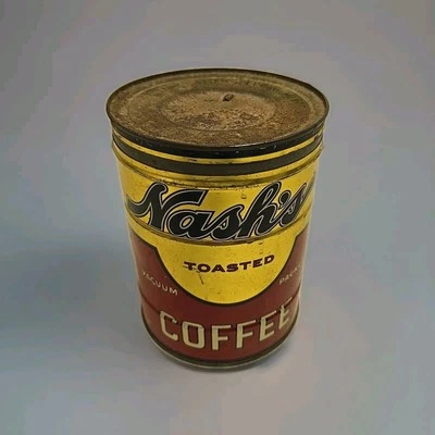 Antique 1921 Nash's Toasted Coffee  Minneapolis Advertising 2lb Tin Can - Image 1 of 4