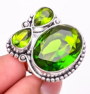 Burmesischer Peridot Edelstein Handarbeit Antik Design Schmuck Ring Gr.5,5 W2430 - Bild 1 von 4