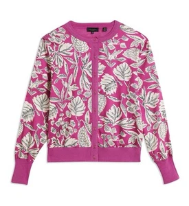 Cárdigan Ted Baker London Mangas Largas Flor Floral en Rosa Usado en Excelente Condición Para Mujer Pequeño - Imagen 1 de 7