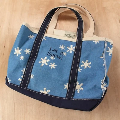 Bolso de Mano y Barco Estampado Copo de Nieve LL BEAN Let It Años 90 De Colección 13 x 5,5 x 11 Foto 1 de 4
