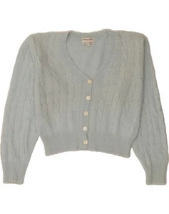 Cárdigan corto suéter vintage para mujer Reino Unido 14 medio azul angora CZ39 - Imagen 1 de 3