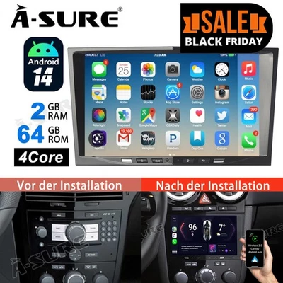 Für Opel Corsa C D Zafira B Astra G H Android14 Apple Carplay Autoradio GPS NAVI - Bild 1 von 4