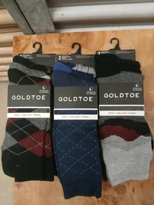 ***** GOLD TOE CREW SOCKS MEN'S NWT 9 PAIRS (3 PACKAGES) ***** - Picture 1 of 4