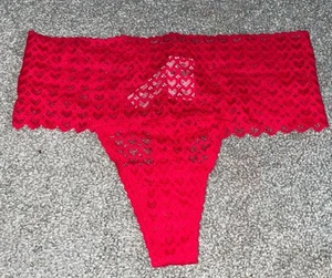 New NWT Sz S victoria's secret panties Hearts Red Sexy Cute Thong Panty Lingerie - Picture 1 of 5