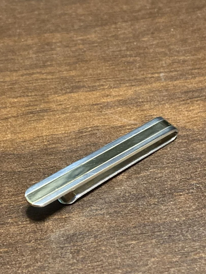 Tiffany & Co. Tie Clip Yellow Gold Line 925 Silver Tie Bar High Quality Men's - Image 1 of 4