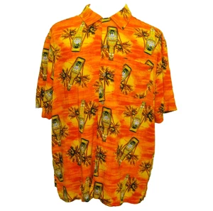 GEORGE Men's (Size XL) Orange Beer Bottle Hawaiian Aloha Shirt 100% Rayon - Picture 1 of 5