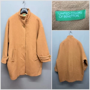 UNITED COLORS OF BENETTON Women's Wool Blend Winter Camel Coat Medium - Picture 1 of 12