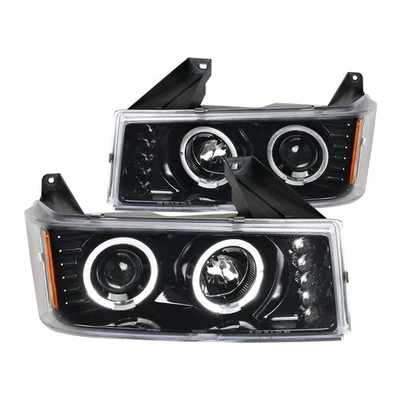 Jet Black Fits 2004-2012 Chevy Colorado Canyon Led Halo Projector Headlights L+R - Image 1 of 4