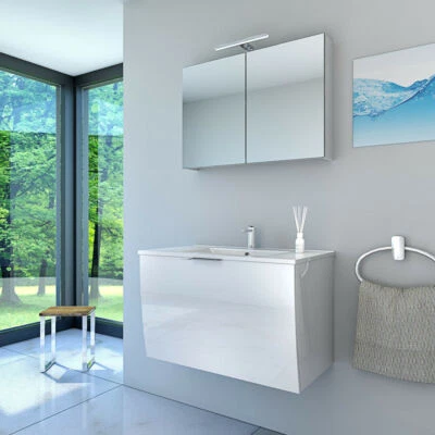 AcquaVapore Badmöbel Set Gently 1 V1 Weiß MDF Waschtisch 80cm  - Bild 1 von 4