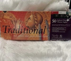 GKI TRADITIONAL LIGHTS RED GREEN WHITE 50 LIGHTS 33 FEET INDOOR /OUTDOOR NEW - Picture 1 of 5
