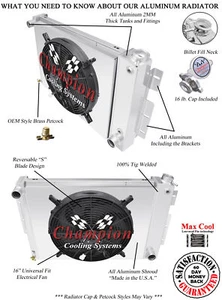 3 Row Champion Radiator,16" Fan, Shroud - 1967 68 1969 Camaro Big Block V8 - Bild 1 von 6