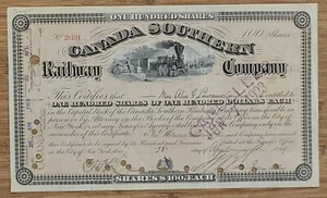 1910 Stock Certificate Canada Southern Railroad Railway - Picture 1 of 1