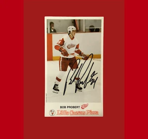 Bob Probert SIGNED Autograph Detroit Red Wings Little Caesars Photo Card 1987-88 - Picture 1 of 8